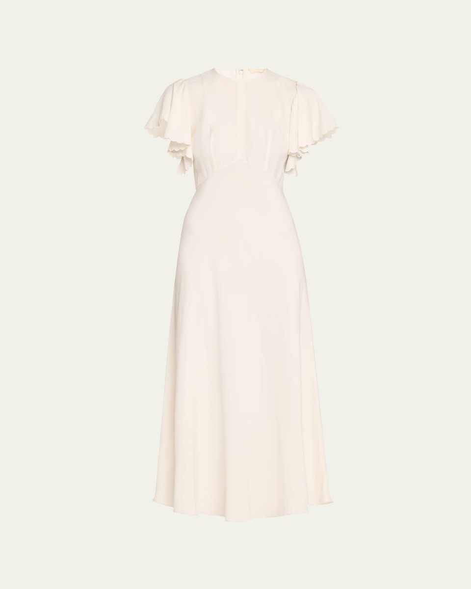 Blithe Flutter-Sleeve Midi Dress